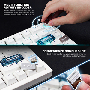 FANTECH MK920 <strong>Mechanical</strong> <strong>Keyboard</strong> Tri-Mode Connection ARGB Anti Ghosting Multifunction Encoder Programmable Gaming <strong>Keyboard</strong> - Product Image 3