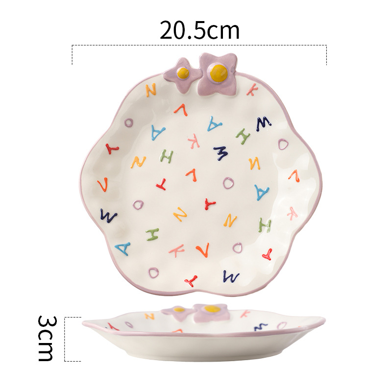 Assiette à fleurs - Lettres