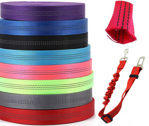 Üretici siyah kırmızı pet köpek ağır bungee geri çekilebilir tasma halat kullanımı 1 inç yansıtıcı tübüler içi boş kayış dokuma - Product Image 1