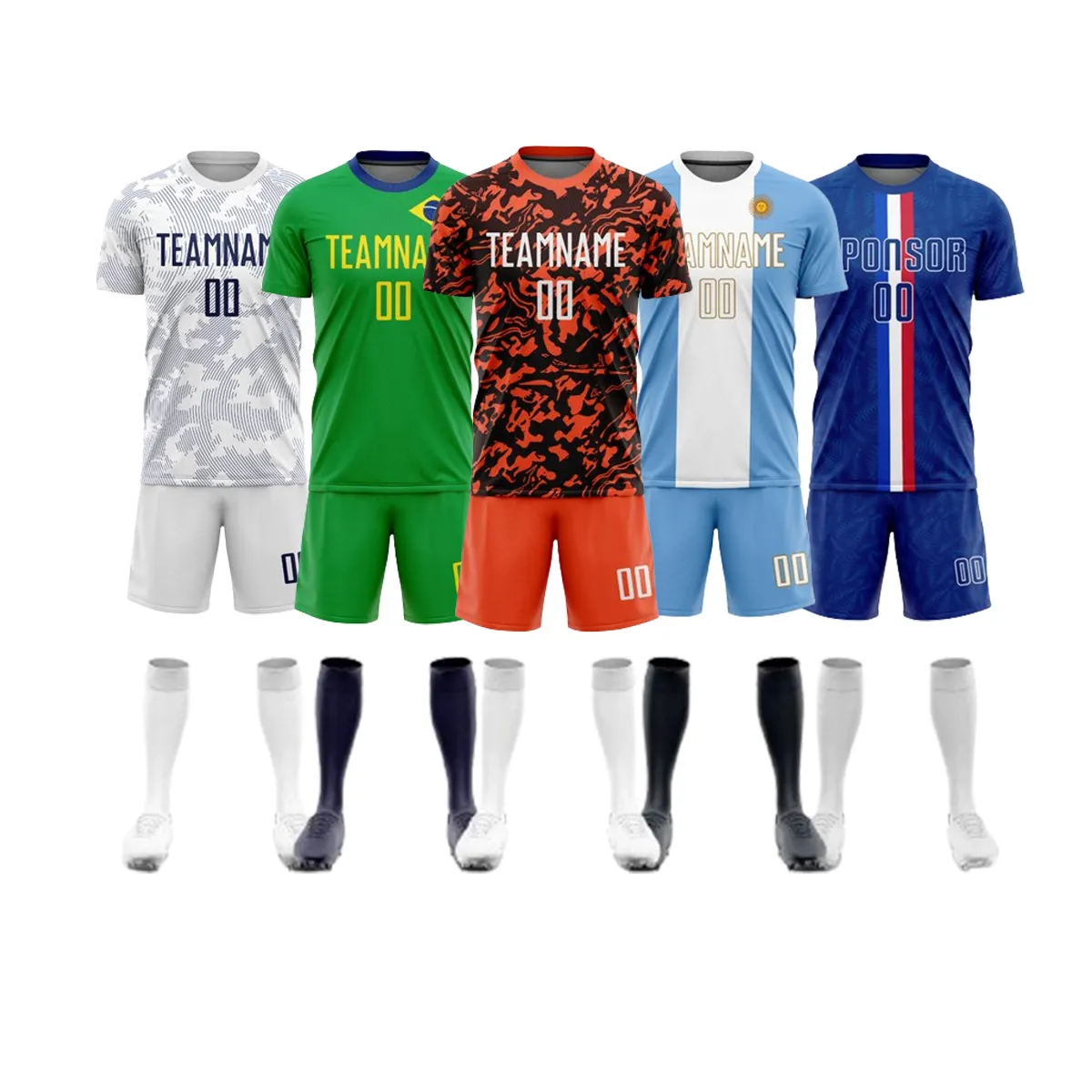 Großhandel Herren benutzerdefinierte Fußballtrikots T-Shirt wärmeübertragung Name und Zahlen-Design Sublimations-Set gleiche Fußball-Anzug Mannschaft