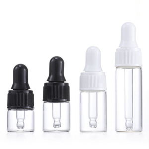 批发迷你透明玻璃滴管瓶1毫升2毫升3毫升5毫升玻璃瓶，带滴管盖，用于血清精油供应商 - Product Image 1