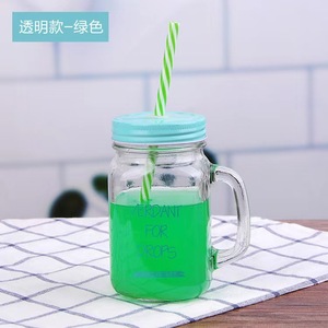 ストローハンドル付きグラデーションガラスクリエイティブジュースコールドドリンクレトロオンドリカップミルクティーカップ。