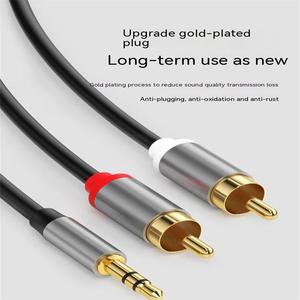 Hot 3,5mm a Dual Rca Adapter Splitter 1 a 2 Cable de conexión para computadora Altavoz de teléfono móvil