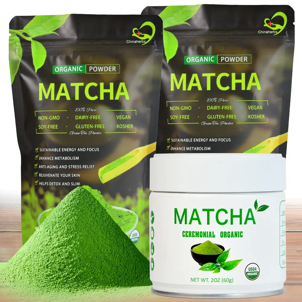 Chinaherbs, polvo de Matcha orgánico Natural, bolsa de té verde, etiqueta privada ceremonial de grado superior, venta al por mayor, Matcha orgánico ceremonial