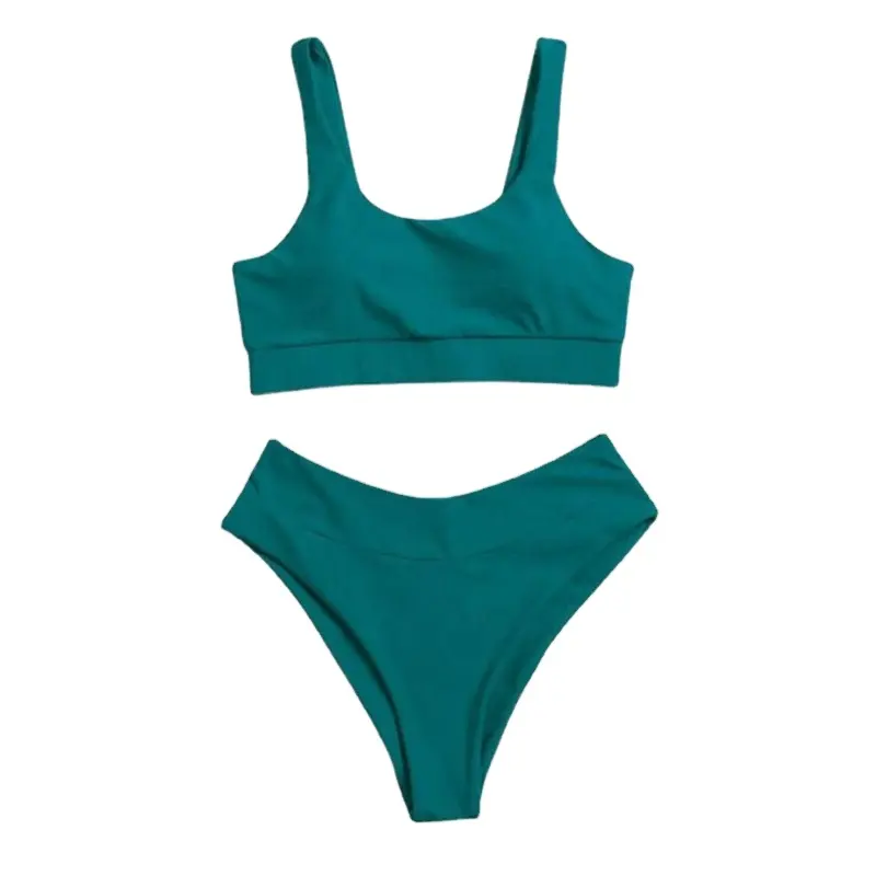 Sexy Pure Color 2021 Swimwear Maiô Beachwear Biquíni De Duas Peças Moda Conjunto De Biquíni Brasileiro