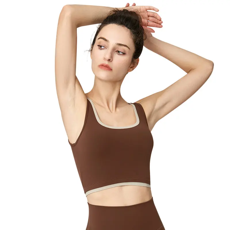 Neue passende Farbe Slim-Fit Lulu Sport unterwäsche Fitness Lulu Yoga Weste läuft stoß feste enge Körper Yoga Top mit Brust polster