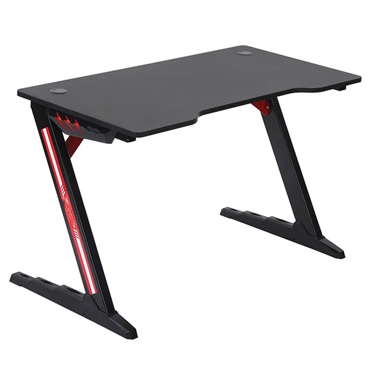 Mesa de jogos RGB para PC, mesa de jogos ergonômica em forma de Z para PC, mesa de jogos barata e moderna para escritório doméstico