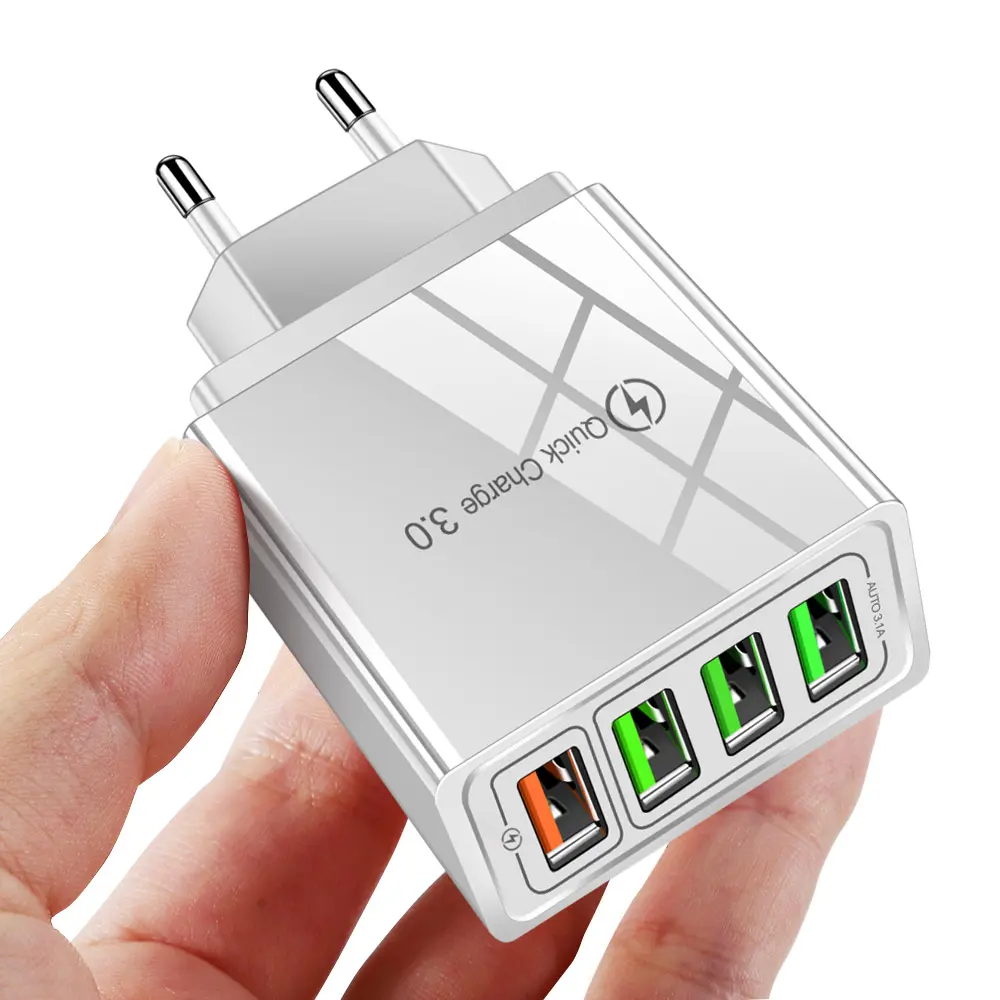 Универсальное сетевое зарядное устройство с 4 USB-портами QC3.0, адаптер питания А, настольное электрическое зарядное устройство, быстрое зарядное устройство