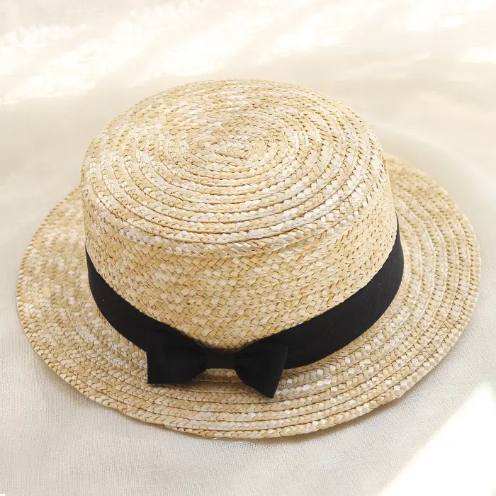 Sombrero de paja para hombre y mujer, gorra de marinero con banda negra, barato, proveedor de China