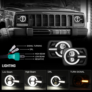 ジープチェロキーXJ自動車用自動照明システムLEDライト5x7LEDヘッドライトH45x 7 7x6インチGMC/JEEP用長方形ヘッドランプ - Product Image 2