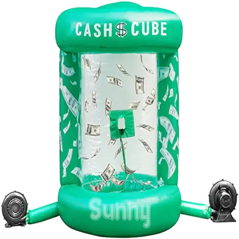 Venda quente Inflável jogos interativos dinheiro cabine inflável cash cube Grab Cash Cube Money Machine para publicidade