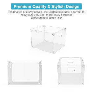 Caja organizadora de archivos colgantes acrílicos de montaje personalizado organizador de carpetas de archivos multifuncional transparente con asas - Product Image 2