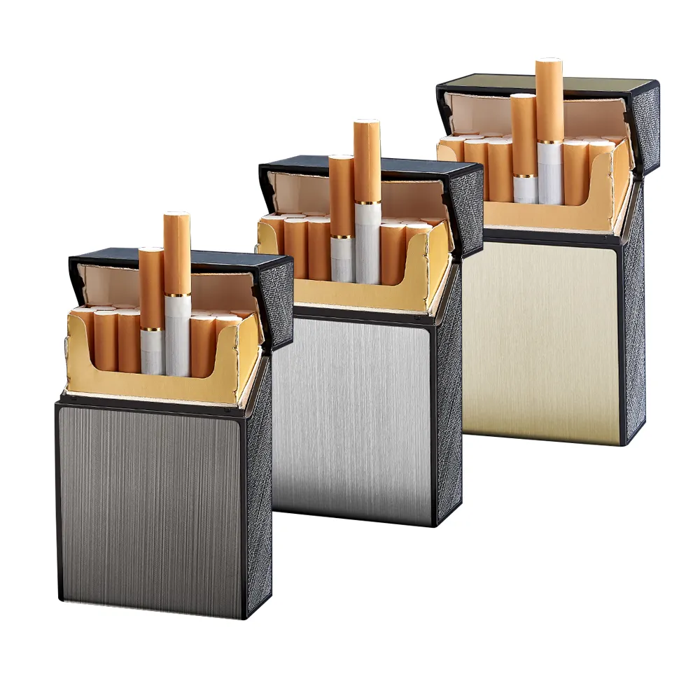 2022 new design cigarette case aluminium surface custom logo with cigarette usb lighter