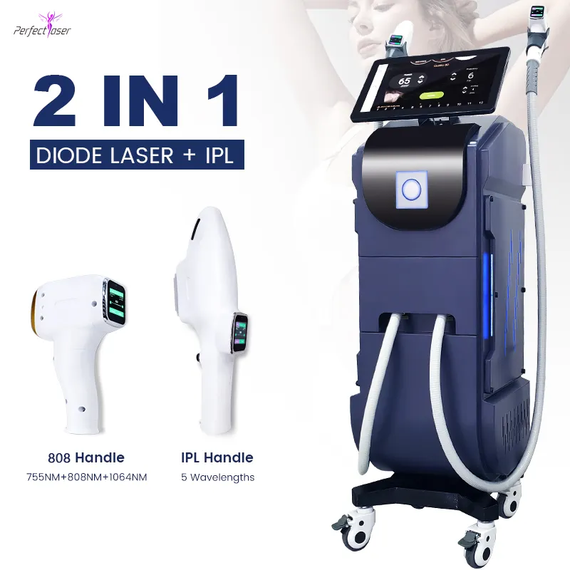 Mesin laser penghilang rambut profesional, mesin penghilang rambut laser diode Harga ipl peremajaan kulit multifungsi kuat 2 dalam 1