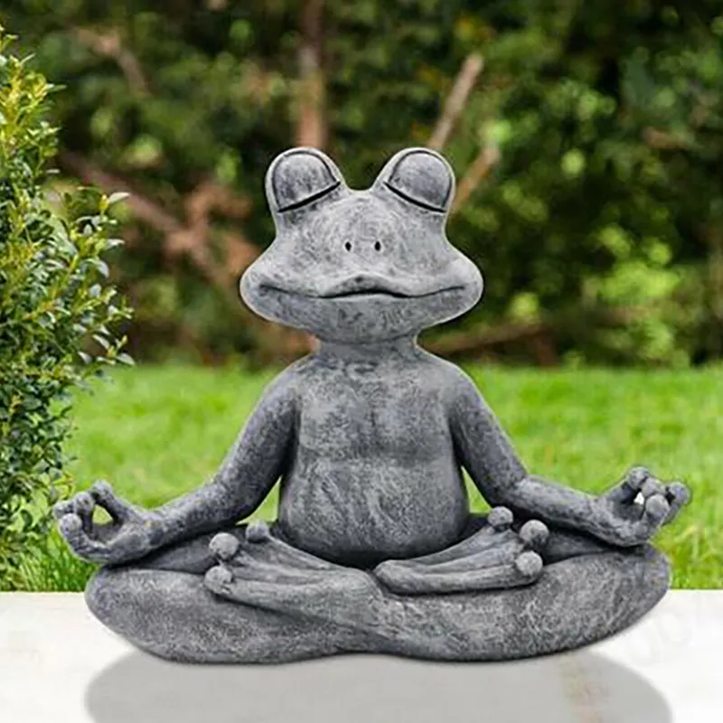 Heykelcik reçine Zen Yoga kurbağa Jardin heykeli bahçe dekorasyon açık heykel ev dekor kapalı süsler 2021
