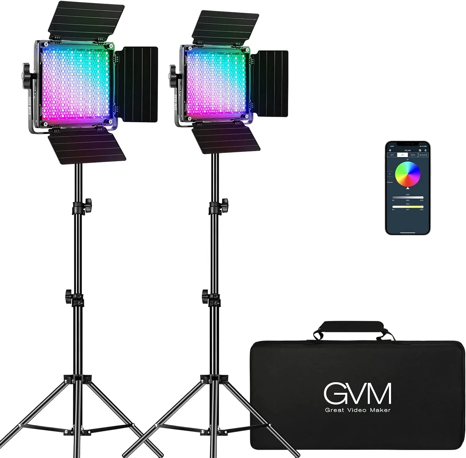 GVM RGB LED pannello luce Video, illuminazione fotografia con controllo APP, Kit di illuminazione Video 800D per YouTube Studio, pacchetti 97,2