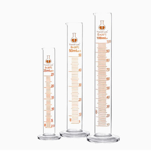 Laboratuvar kullanımı Boro 3.3 cam 25ml 50ml 100ml Tiandi Lab emzik ve cam yuvarlak taban ile ölçme silindiri mezun - Product Image 1