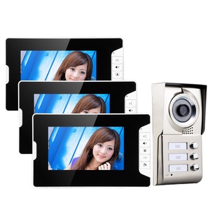 Sistema de intercomunicación impermeable para el hogar, videoportero de 7 pulgadas con cámara HD de 1000TVL, 3 botones, 3 monitores, IR-CUT - Product Image 1