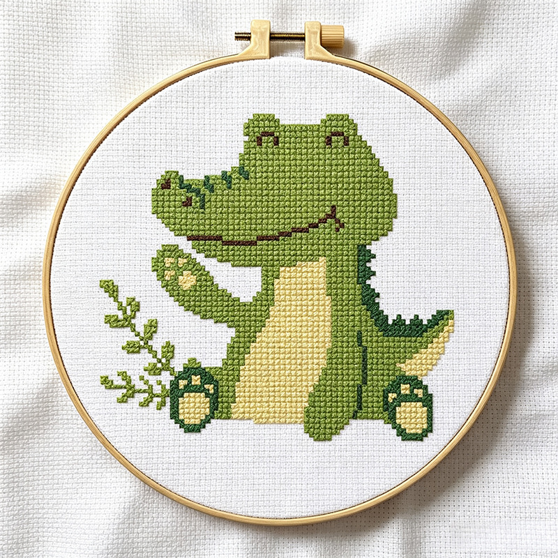 Cross-stitch wall art-crocodile unfinished