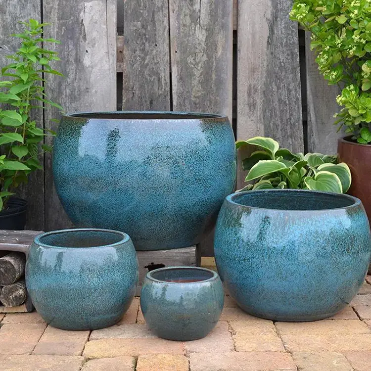 Meilleure vente Durable utilisant un pot d'intérieur Pots de fleurs en céramique bleu et blanc Jardinières en céramique