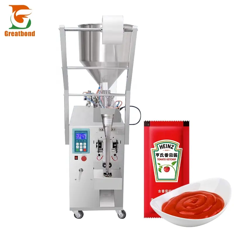 10-1000ML comercial Vertical pasta líquida película rodante bolsas miel agua Ketchup salsa volver sellado embalaje máquina de llenado