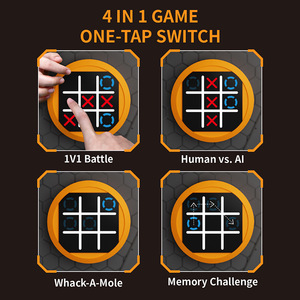 4 in 1ミニTic Tac Toe Boltゲーム、電子ハンドヘルドパズルゲームコンソールWhack-a-Moleファミリー楽しい旅行ボードゲーム - Product Image 4