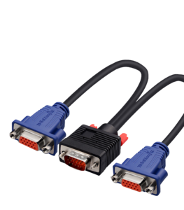 Cable de señal VGA de 30cm macho a 2 puertos hembra HD15pin vga, dos pantallas separadas, adaptador de monitor dual Y divisor, cable de ordenador vga - Product Image 4