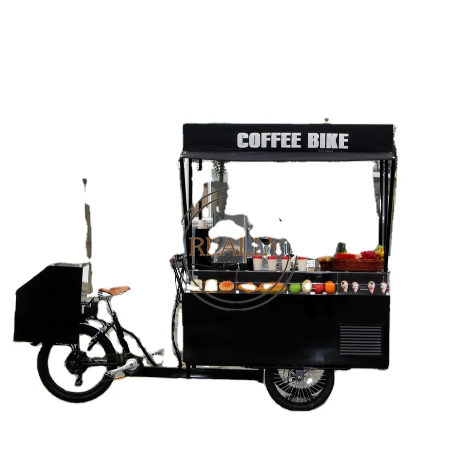 2024 Mobile Modern Coffee Bike Trike Bike para Adultos Triciclos Pedal Triciclo Adulto Barato Atacado Hot Dog Food Stand Cart Umbrella