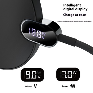 อุปกรณ์ชาร์จเร็วไร้สาย15W รุ่นใหม่ LED ใช้ได้กับ Apple PD Type-C 9V/2A จอแสดงผลดิจิตอลขนาดเล็ก earph