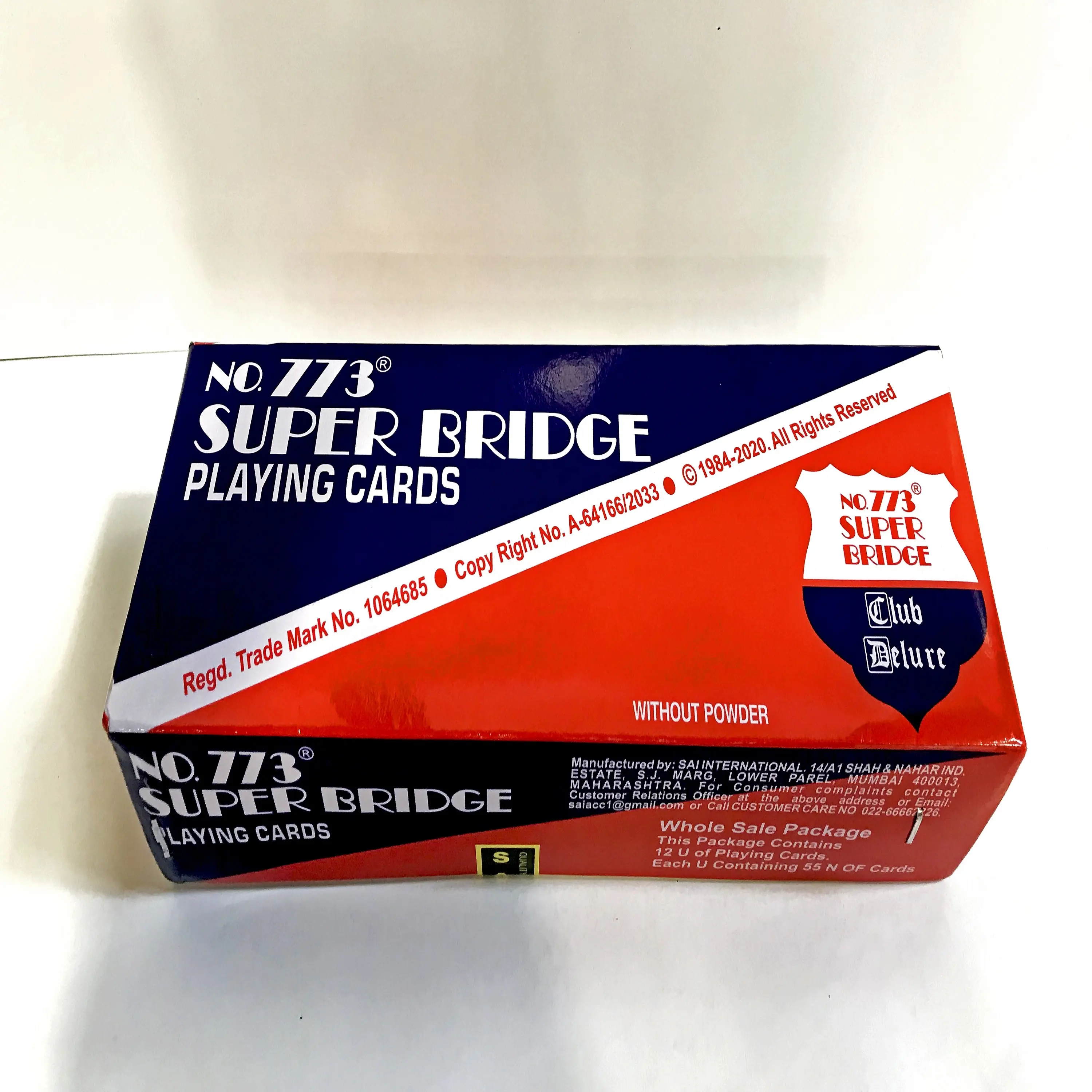 Factory Wholesale High Quality casino poker Super Bridge 773 Paper Playing Cards from indian seller and manufacturer