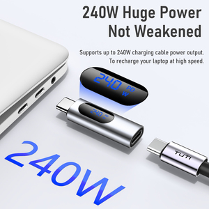TUTI USB C uzatma adaptörü PD 240W USB C erkek USB C kadın genişletici dönüştürücü ile dijital ekran telefon için - Product Image 4