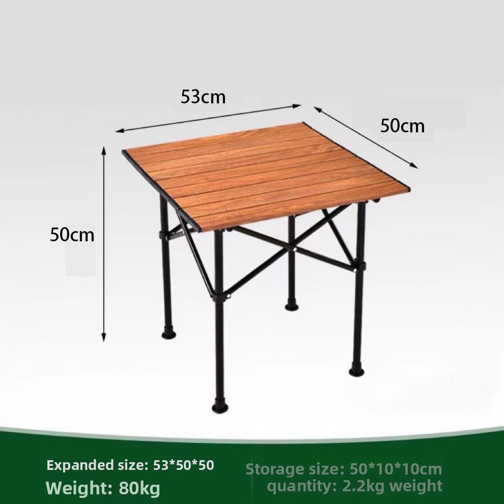 Mesa cuadrada con color de veta de madera.