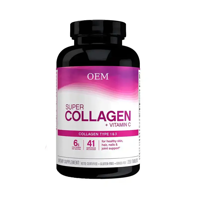 OEM Private Label Super Kollagen Peptide mit Vitamin C und Biotin von Kollagen Tabletten für fördert gesundes Haar und Anti-Aging