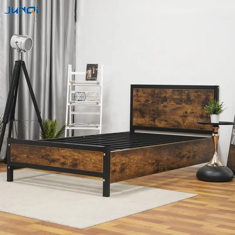 Nouveau lit en fer conçu roi reine cadre de lit en métal simple cadre de lit plate-forme en métal pliable