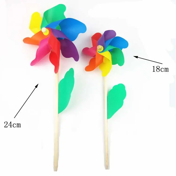 Hochwertige benutzer definierte Regenbogen Poly Blütenblatt Kunststoff Garten Windrad dekorative Hof Windmühle für den Urlaub