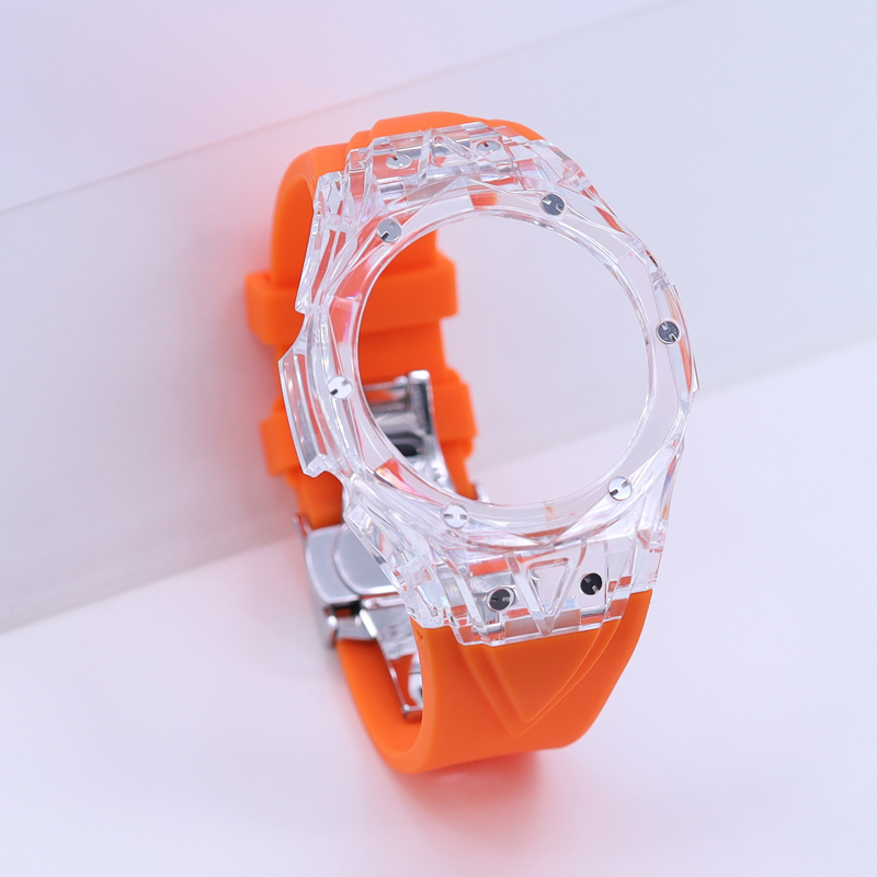 Transparent case orange strap