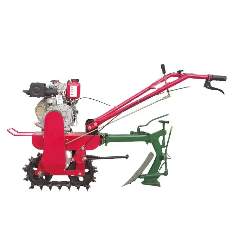Petit micro-motoculteur diesel de type rail à chaîne Machine de labourage et de labourage agricole Petit travail du sol agricole