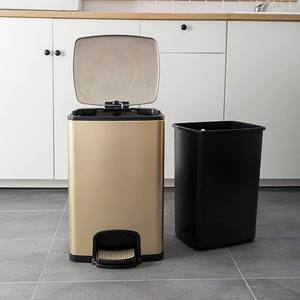Yumuşak yakın kapak kağıdı ile 12L paslanmaz çelik Pedal çöp kutuları çöp kutusu oda kapalı mutfak geri dönüşüm kutusu - Product Image 1