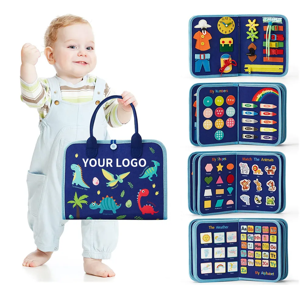 Novo Educacional Busy Board Book Crianças Sensorial Montessori Viagem Brinquedos Atividades Aprendizagem Board Felt Toddler Busy Board For Kid