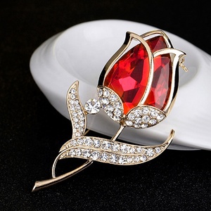 New Arrival Fashion Jewelry Custom Rhinestone Red Rose Flower <strong>Brooch</strong> - Product Image 6