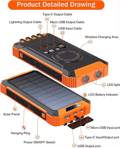2025 New <strong>Design</strong> Camping Outdoor Power Bank With Built in Cables Solar Charger Solar Power Bank 30000mah - Product Image 6