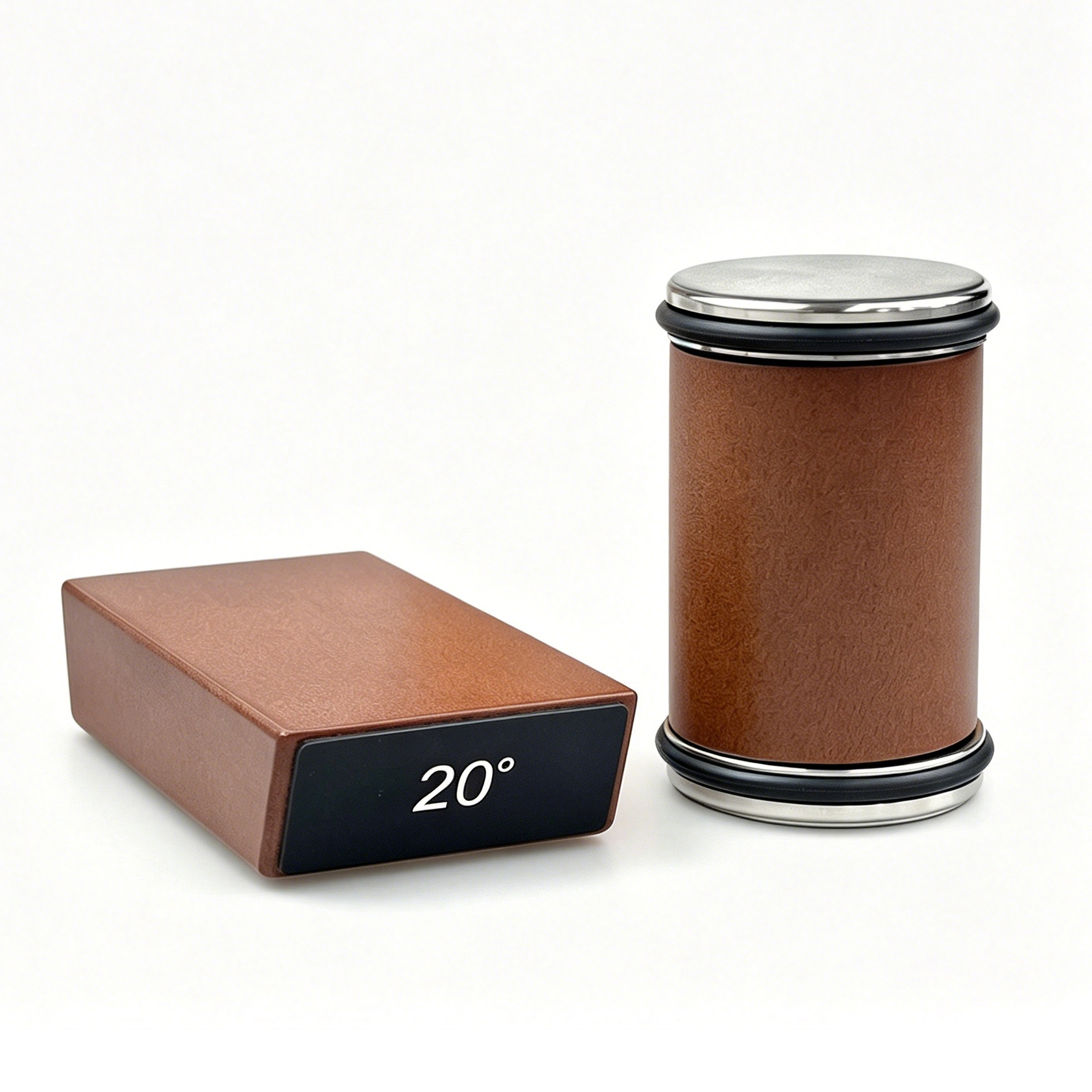 Ensemble d'affûteur de couteaux à lame rotative (aspect bois + cuir noir)