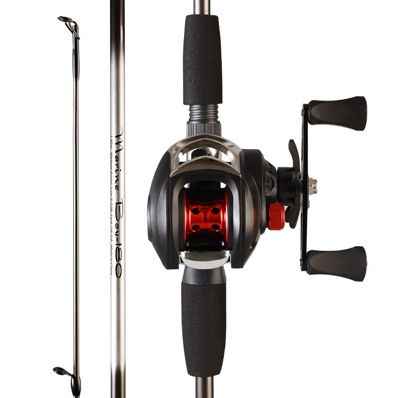 black, Casting rod with reel