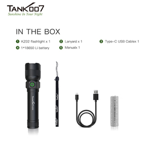 Tank007 kz02 không thấm nước LED đèn pin có thể sạc lại tự vệ High Power Torch ánh sáng tầm xa Zoomable linternas - Product Image 6