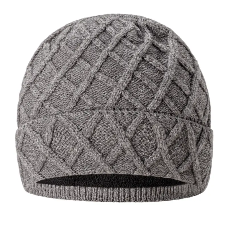 Logo personalizzato unisex adulti polsino caldo inverno outdoor sport da corsa berretto a maglia cappello con pile foderato