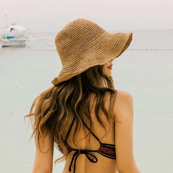 Simple Girl Sun Hat Wide Brim Floppy Summer Hats for Women Beach Panama Straw Dome Weave Femme Shade Women Hats