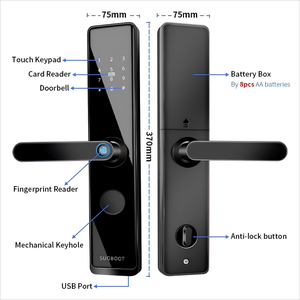 Akıllı kilit Wifi App kontrollü parmak izi ve dijital kilidini şifre anahtar akıllı kolu kapı kilidi - Product Image 5