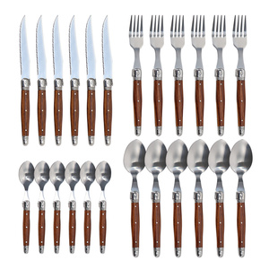 24 cái không gỉ dao kéo bít tết dao thực phẩm ngã ba súp trà muỗng sáng đánh bóng Flatware phương Tây Bộ đồ ăn - Product Image 1
