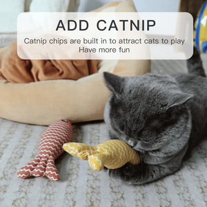 Juguete personalizado de hierba gatera para gatos, divertido pez de peluche, juguete interactivo para masticar gatitos de interior con relleno de lino suave, uso diario para perros - Product Image 3