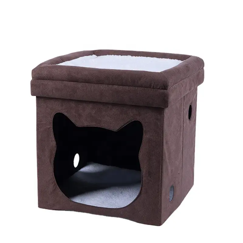 Большой прочный мягкий складываемый куб для домашних животных, складной Кот, дышащий Пуфик для хранения дома с мягким чехлом для сиденья
